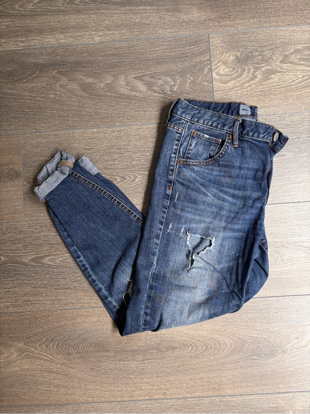 Mossimo Supply Co. Women's Dark Blue Distressed Skinny Boyfriend Jeans